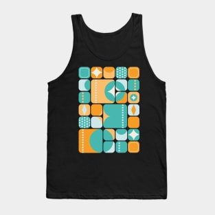 Atomic Age, Mid Century Abstract Teal, Aqua, Orange Tank Top